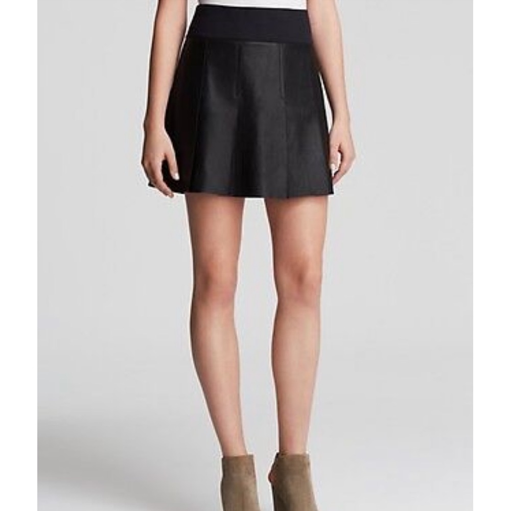 Vince Leather Pleated Skirt